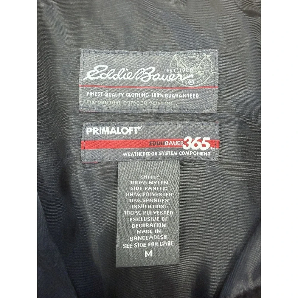 Eddie Bauer 365 Women's Black Quilted Down Vest Size M Zipper Pockets Sleeveless